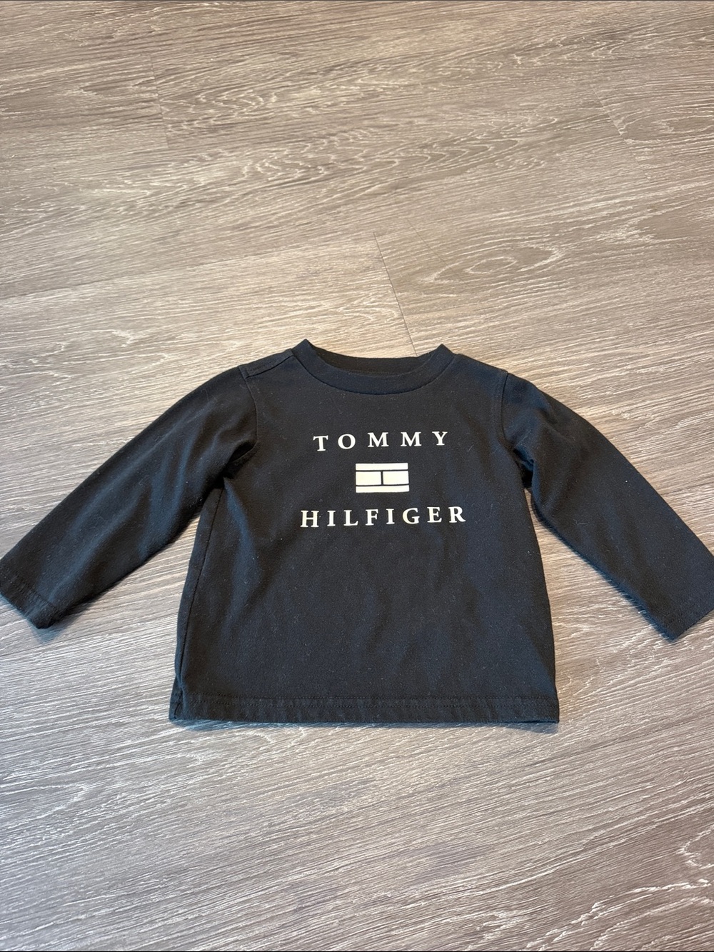 Tommy Hilfiger Black Long-Sleeve Logo Tee for Kids